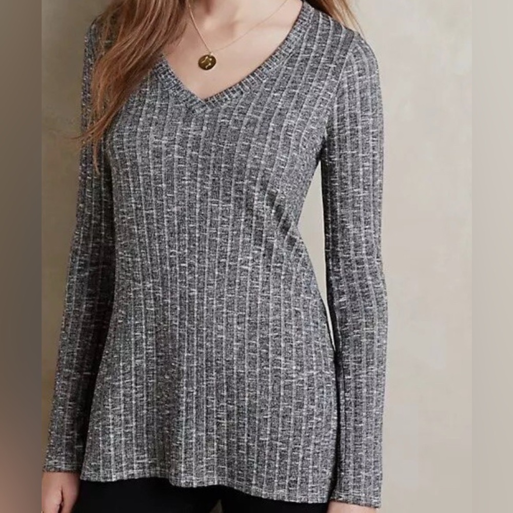 Anthropologie Ribbed V-Neck Tunic Size Small